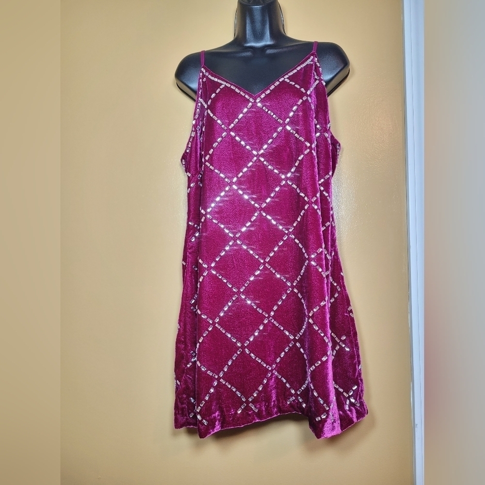 Ramy Brook Women’s Purple Omega Rhinestone Mini Dress sz 16